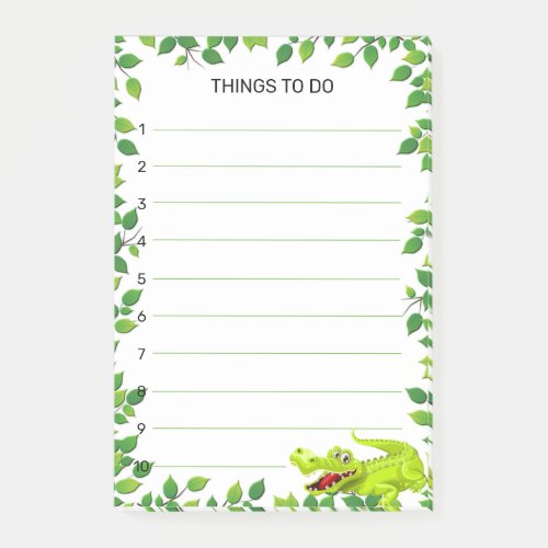 Cute happy crocodile with leaf frame Things To Do Post_it Notes