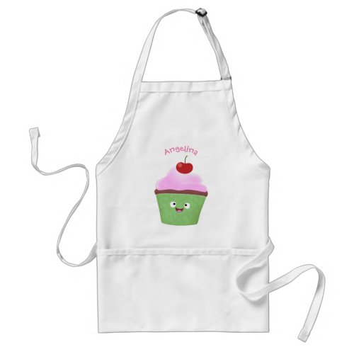 Cute happy cupcake cartoon illustration adult apron