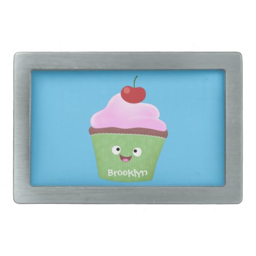 Cute happy cupcake cartoon illustration belt buckle