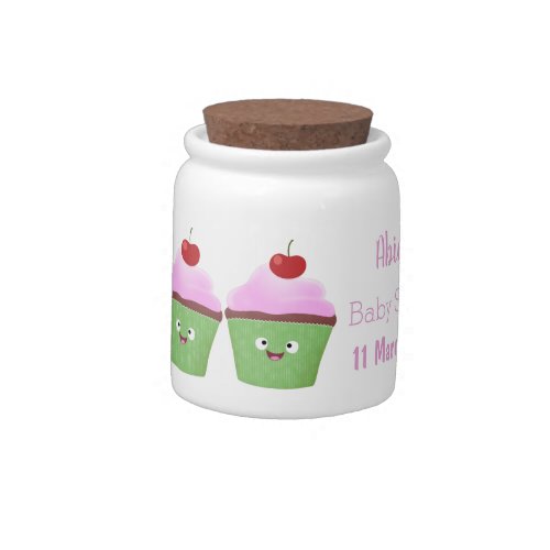 Cute happy cupcake cartoon illustration candy jar