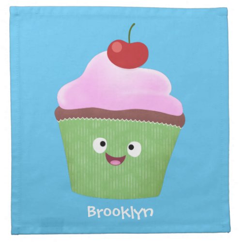 Cute happy cupcake cartoon illustration cloth napkin