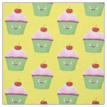 Cute happy cupcake cartoon illustration fabric