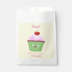 Cute happy cupcake cartoon illustration favor bag