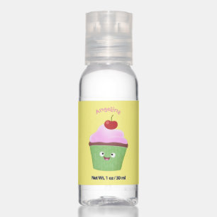 Cute happy cupcake cartoon illustration hand sanitizer