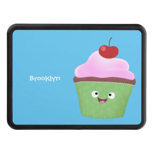 Cute happy cupcake cartoon illustration hitch cover