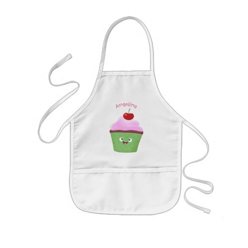 Cute happy cupcake cartoon illustration kids apron