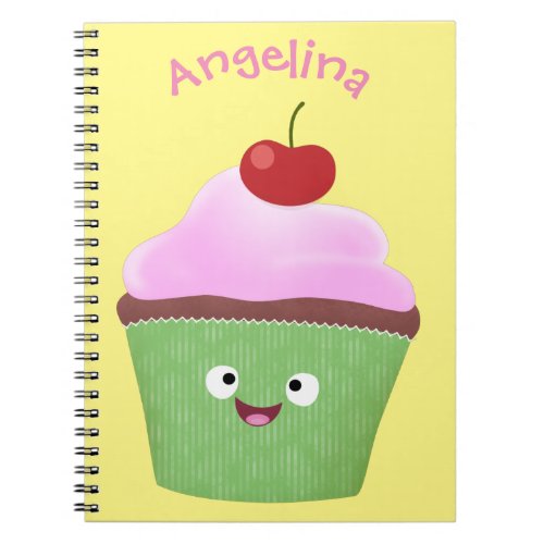 Cute happy cupcake cartoon illustration notebook