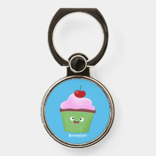 Cute happy cupcake cartoon illustration phone ring stand