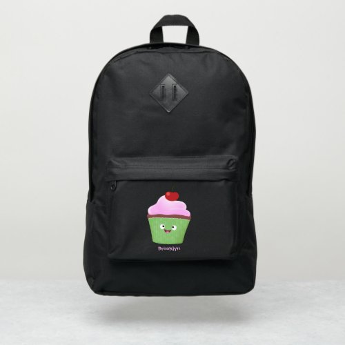 Cute happy cupcake cartoon illustration port authority backpack