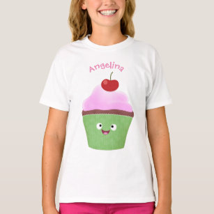 Cute happy cupcake cartoon illustration T-Shirt