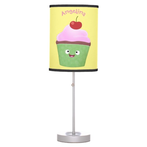 Cute happy cupcake cartoon illustration table lamp