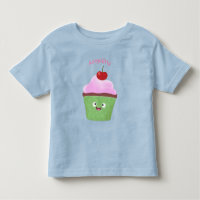 Cute happy cupcake cartoon illustration toddler t-shirt