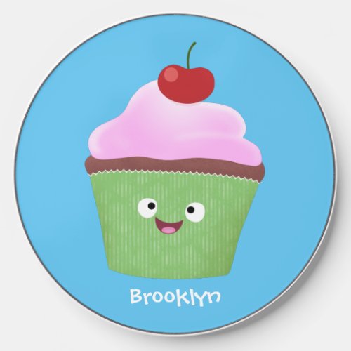Cute happy cupcake cartoon illustration wireless charger 