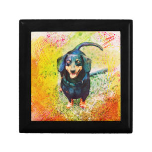 Cute Happy Dachshund Dog Head Face Gift Box