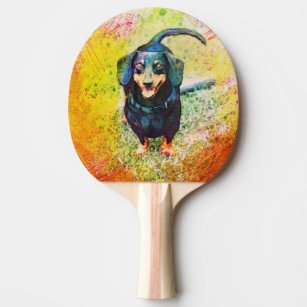 Cute Happy Dachshund Dog Head Face Ping Pong Paddle