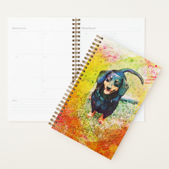 Cute Happy Dachshund Dog Head Face Planner (Display)