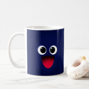 Cute happy dark blue emoji face coffee mug