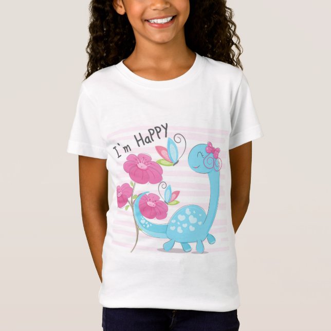 Cute Happy Dino T-Shirt (Front)