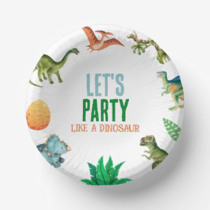 Cute Happy Dinosaur Birthday Party Plates Paper Bowls