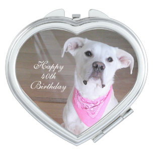 Cute Happy Dog With Soulful Eyes Birthday Pink Compact Mirror