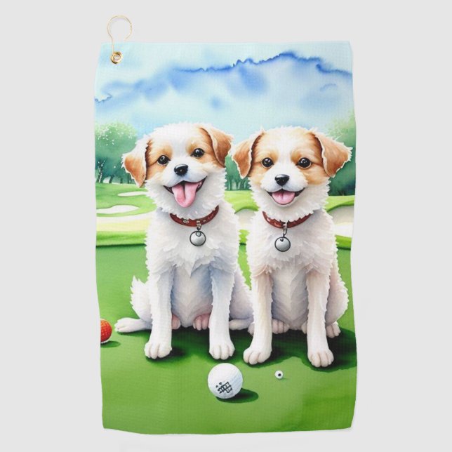Cute Happy Dogs  Golf Towel (Front)