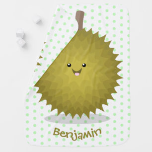 Cute happy durian cartoon illustration baby blanket
