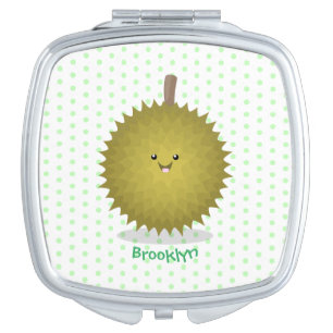 Cute happy durian cartoon illustration compact mirror