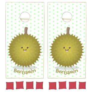 Cute happy durian cartoon illustration cornhole set