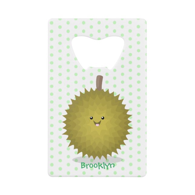 Cute happy durian cartoon illustration credit card bottle opener (Front)