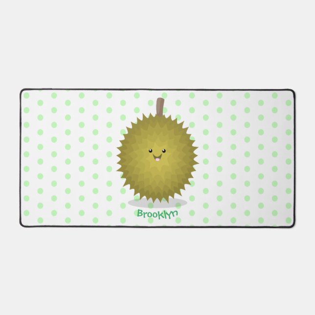 Cute happy durian cartoon illustration desk mat (Front)