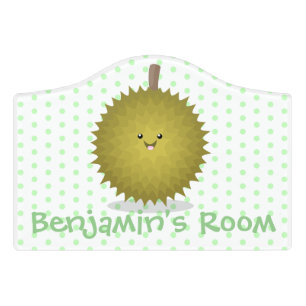 Cute happy durian cartoon illustration door sign