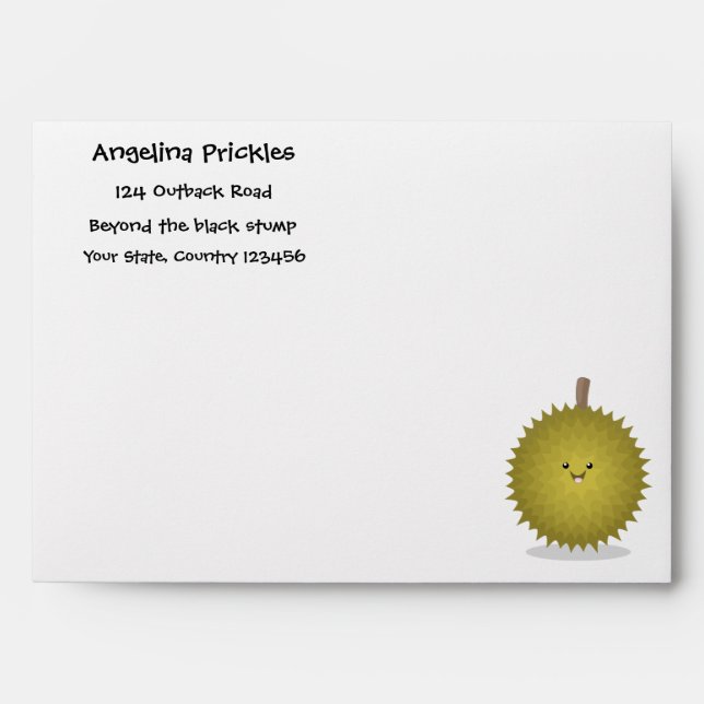 Cute happy durian cartoon illustration envelope (Front)