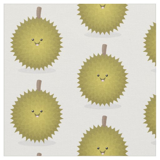 Cute happy durian cartoon illustration fabric