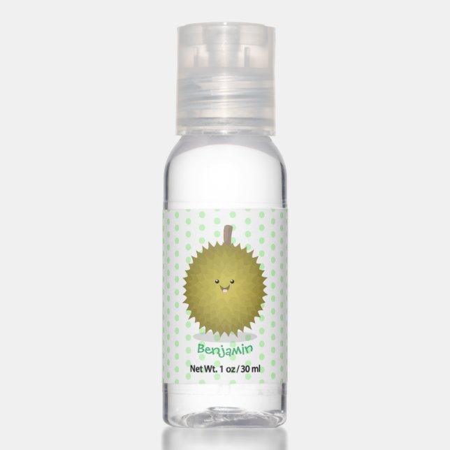 Cute happy durian cartoon illustration hand sanitizer (Front)