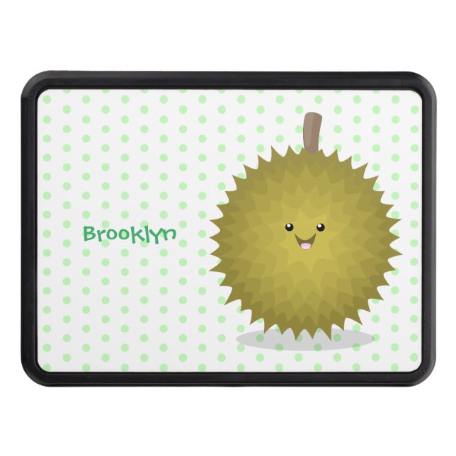Cute happy durian cartoon illustration hitch cover (Front)