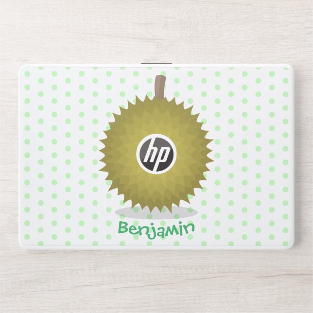 Cute happy durian cartoon illustration HP laptop skin (Front)