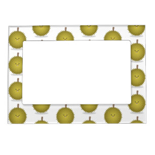 Cute happy durian cartoon illustration magnetic frame