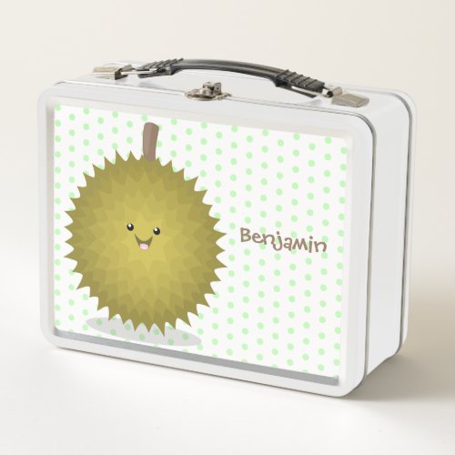 Cute happy durian cartoon illustration metal lunch box