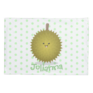 Cute happy durian cartoon illustration pillow case