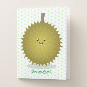 Cute happy durian cartoon illustration pocket folder