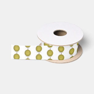 Cute happy durian cartoon illustration satin ribbon