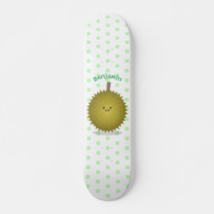 Cute happy durian cartoon illustration skateboard