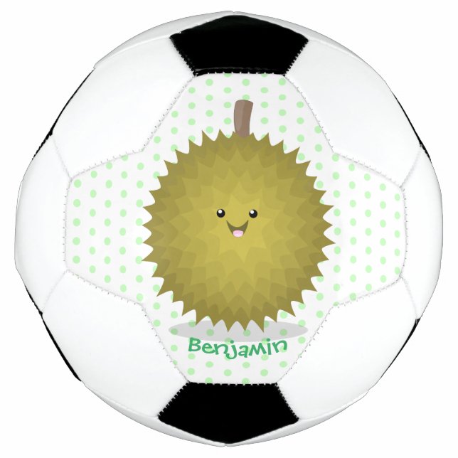 Cute happy durian cartoon illustration soccer ball (Front)