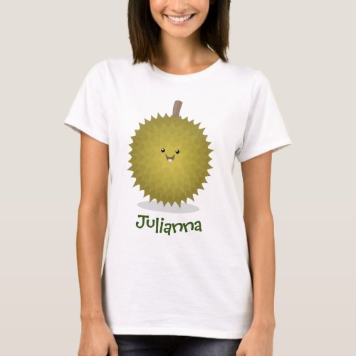 Cute happy durian cartoon illustration T_Shirt