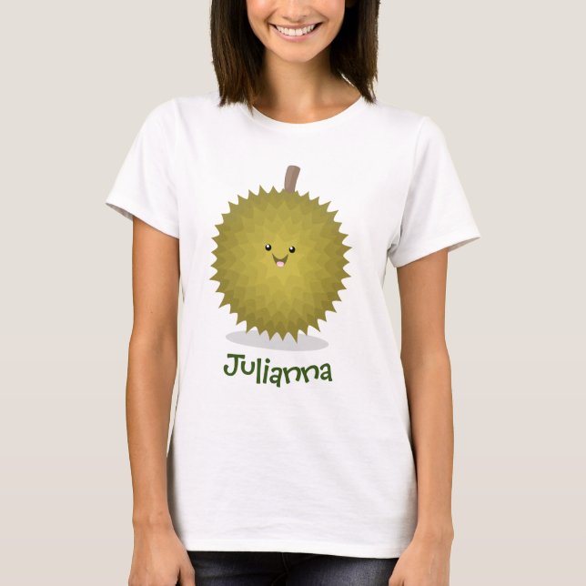 Cute happy durian cartoon illustration T-Shirt (Front)