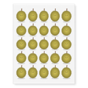 Cute happy durian cartoon illustration temporary tattoos
