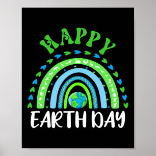 Cute Happy Earth Day Cute Rainbow Earth Lover Kids Poster