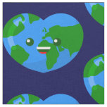 cute happy earth day heart globe fabric