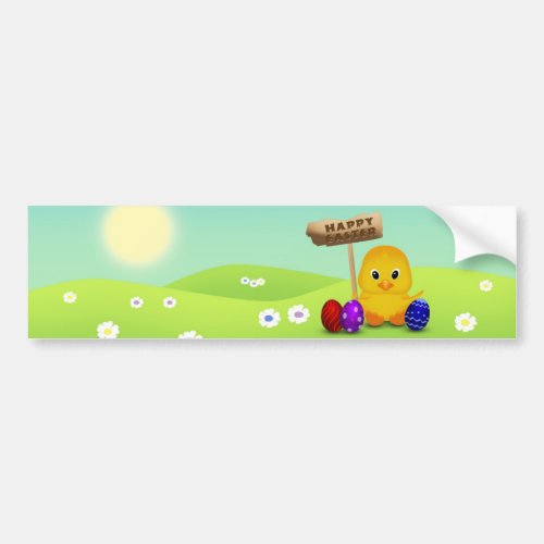 Cute Happy Easter Baby Chick Bumper Sticker