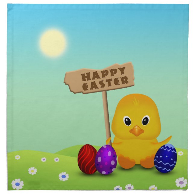 Cute Happy Easter Baby Chick Cloth Napkin (Front)